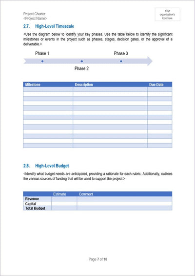 project charter, project charter template, project charter word template