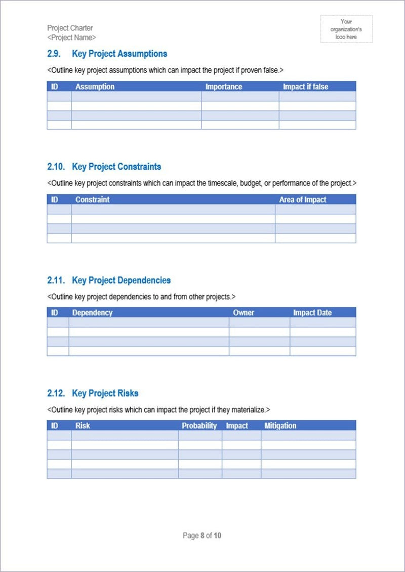 Project Charter Excel Template Project Charter Excel Template