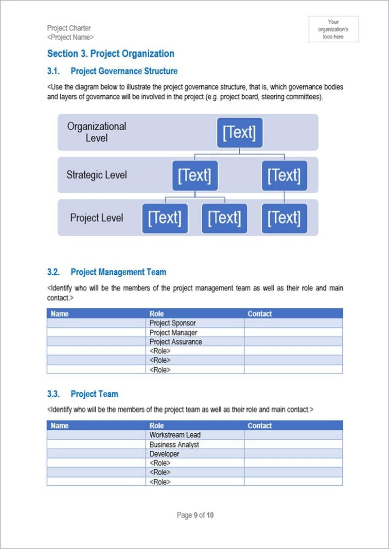 project charter, project charter template, project charter word template