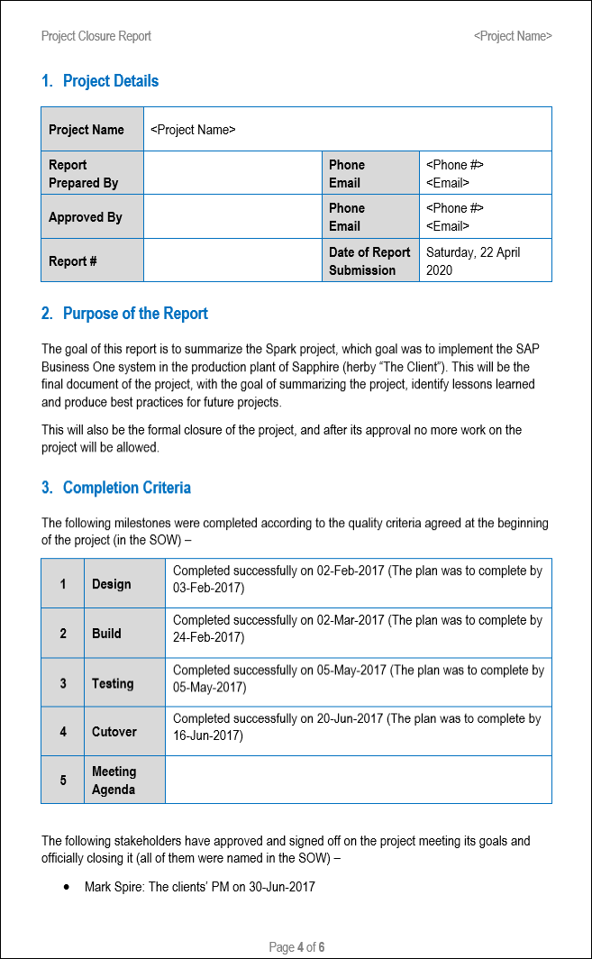 Project Close Email Sample Project Closure Templates - 5 Templates – ISO Templates and Documents ...