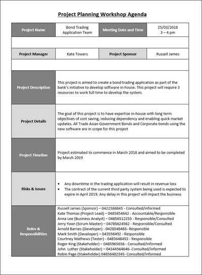 Project Planning Workshop Agenda Template – ISO Templates and Documents ...