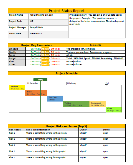 Project Status Report Template