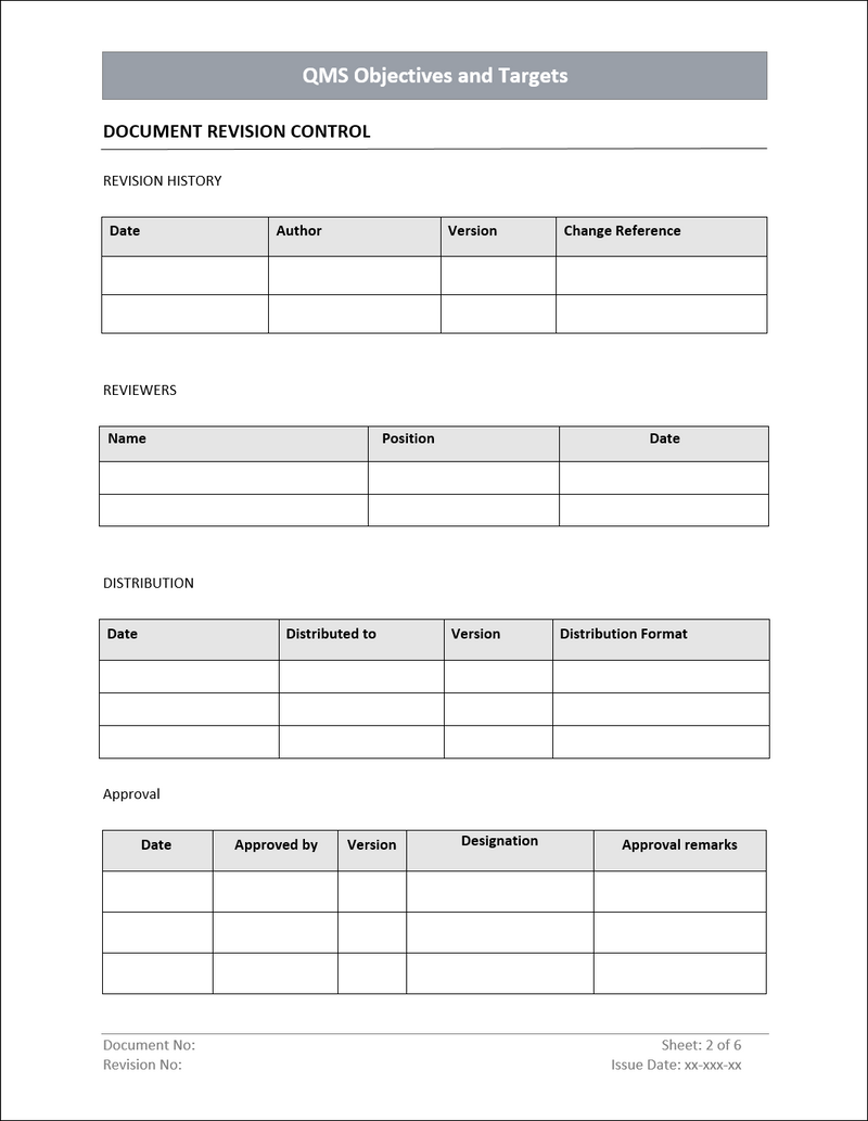 QMS objectives and target Template - ISO 9001 | QMS Objectives and Tar ...
