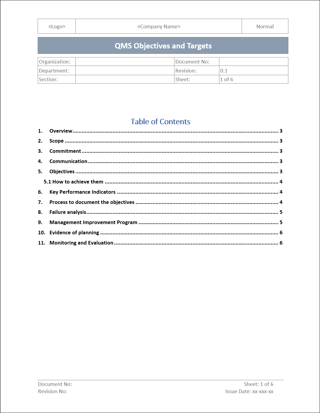 QMS objectives and target Template - ISO 9001 | QMS Objectives and Tar ...