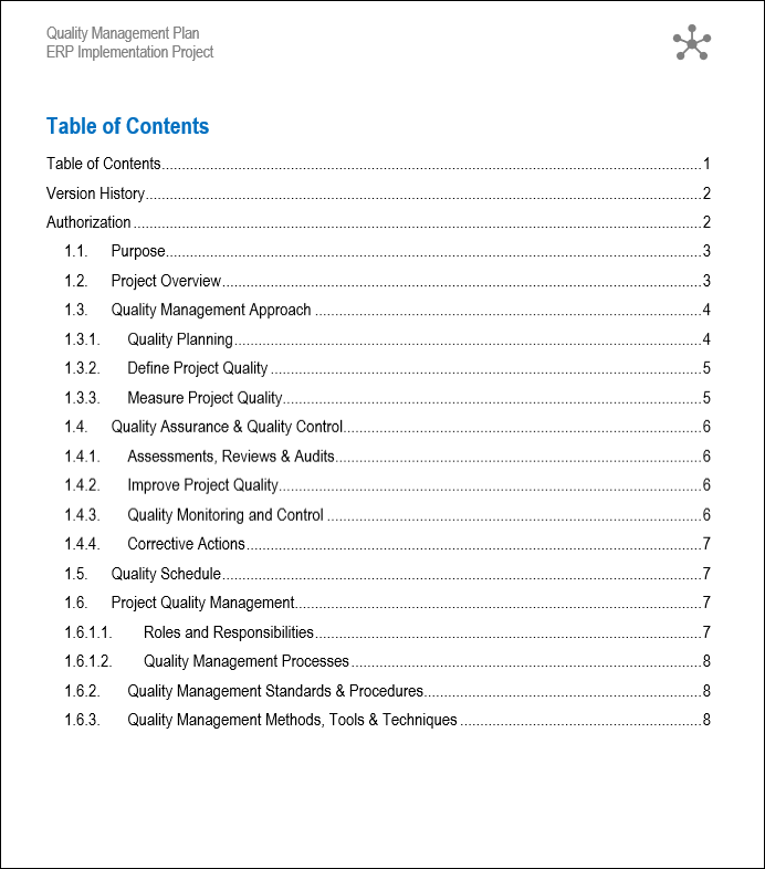 quality management plan, quality management plan template