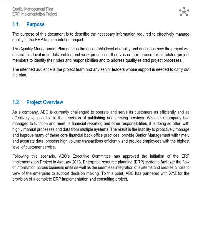 quality management plan, quality management plan template