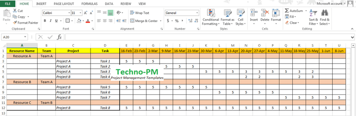 Resource Plan Templates Excel 