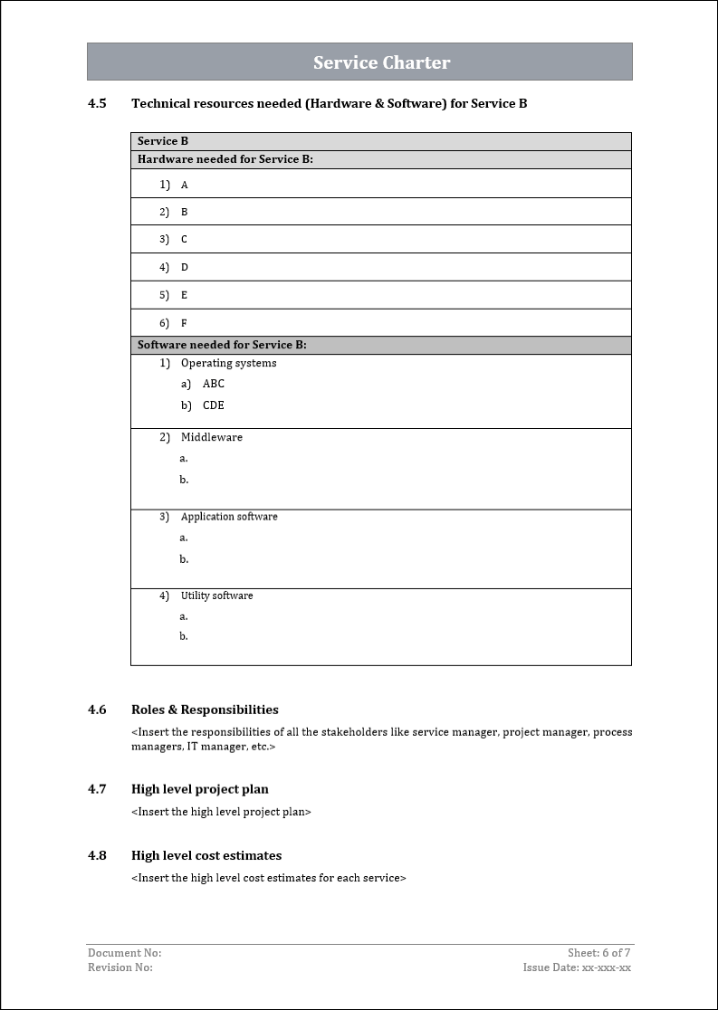 service charter template, service charter