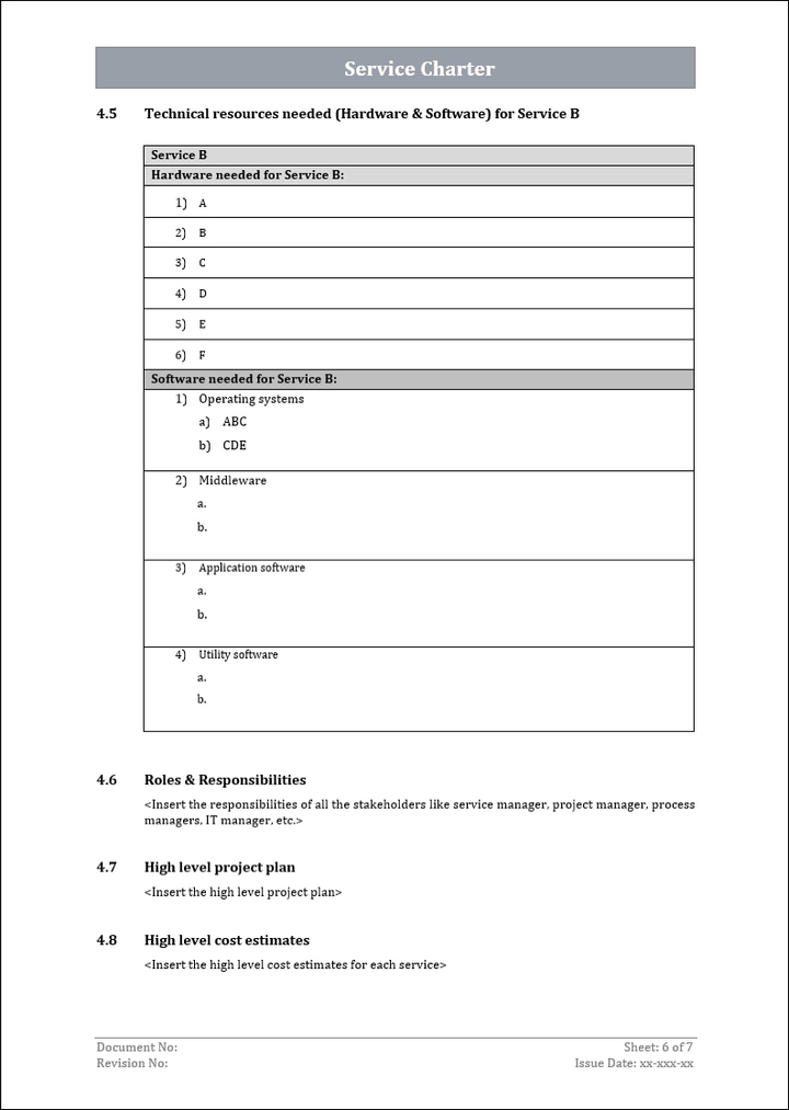 service charter template, service charter